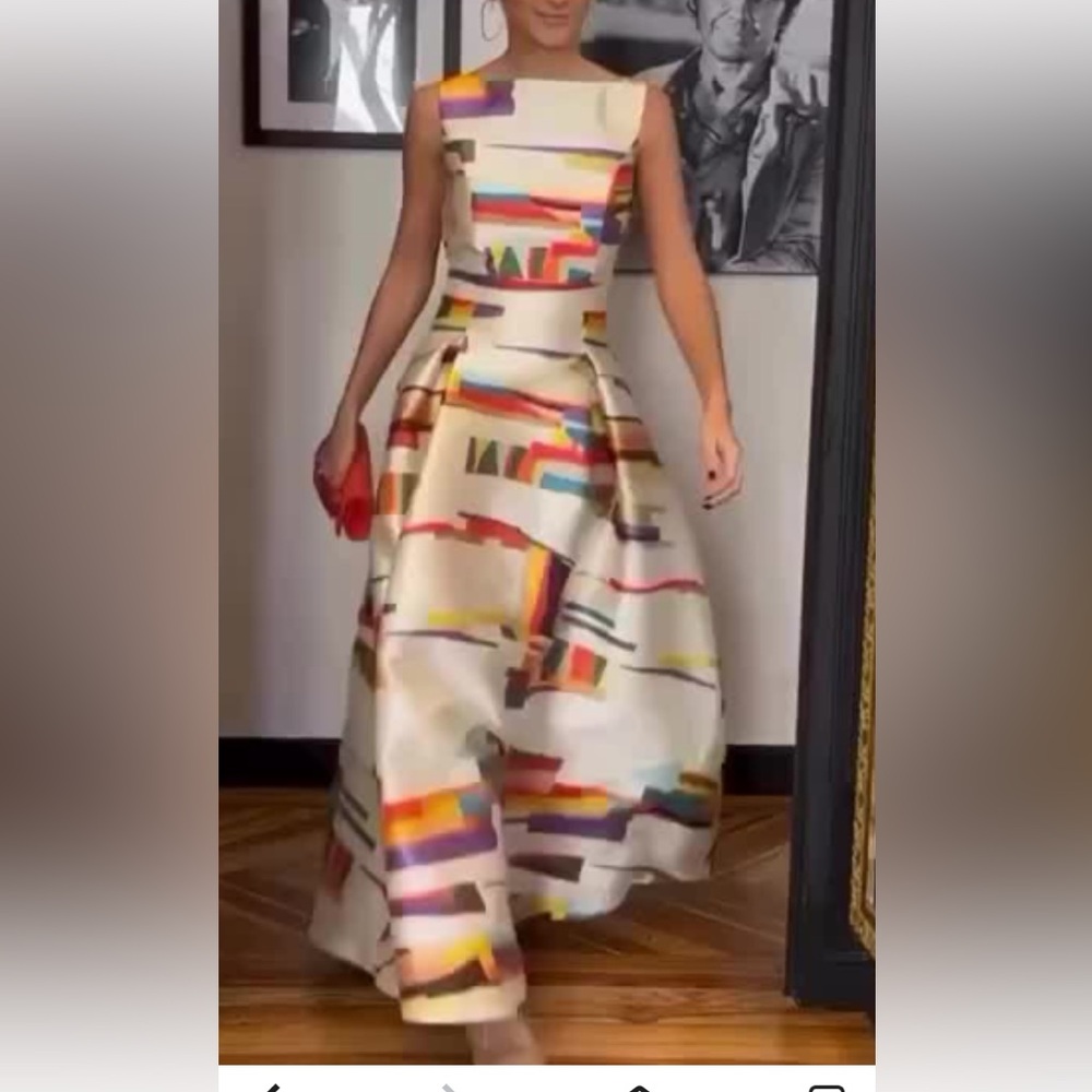 Colorful Abstract Print Women's Dress